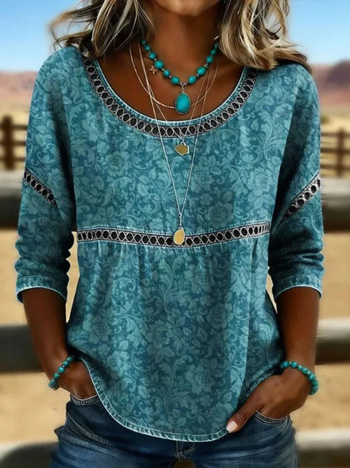 Fleur Vintage Blouse Blue 1