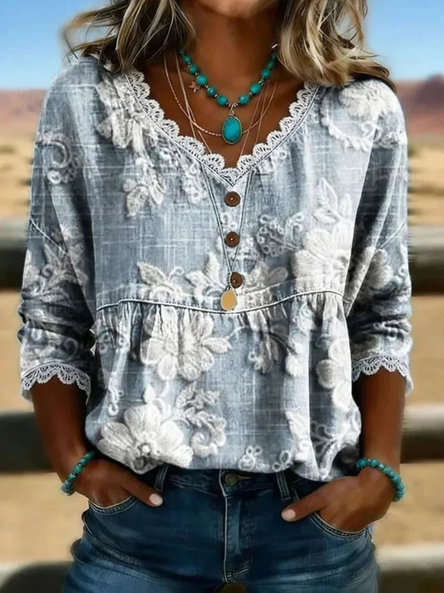 Maia Floral V-Neck Blouse Floral 1