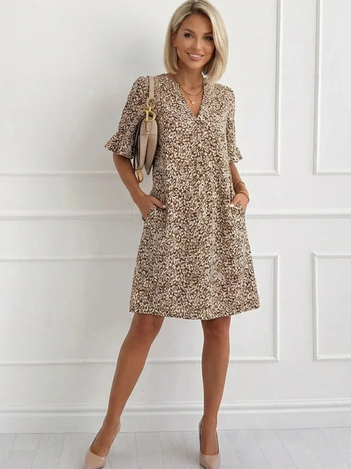 Rosa Earth-Tone Print Mini Dress Multi 1