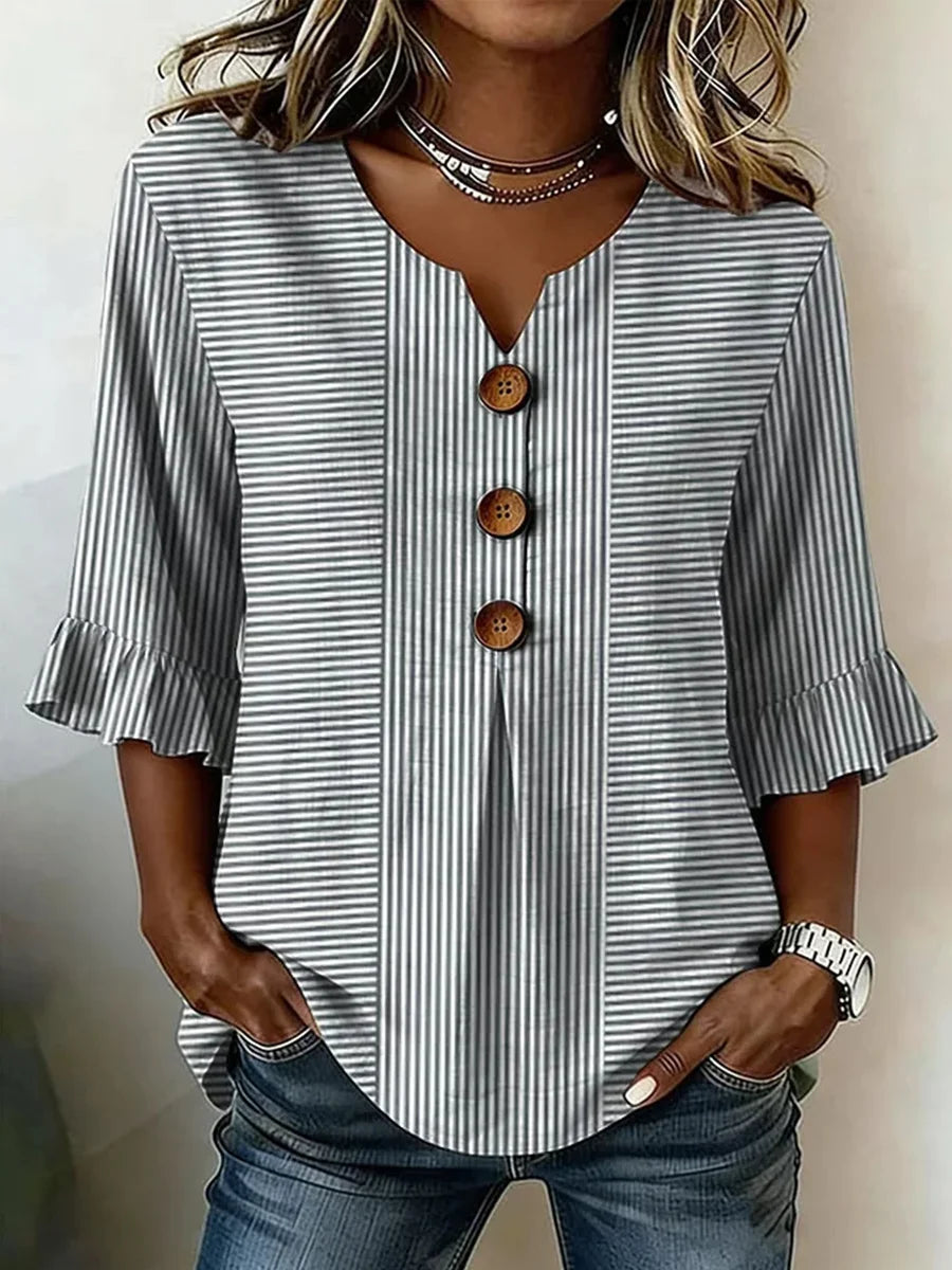 Juno Striped Blouse Gray 1