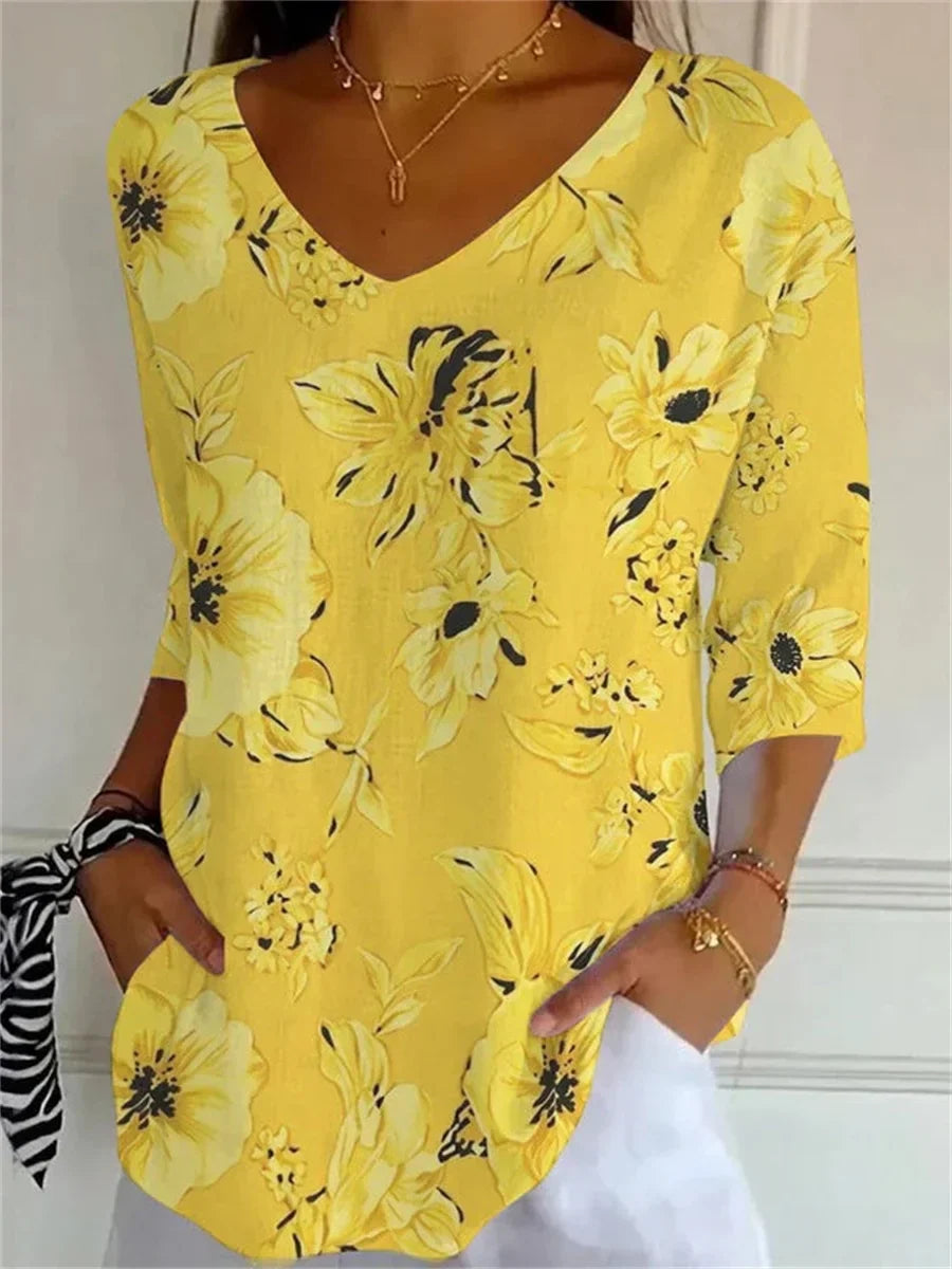 Anouk Floral V-Neck Blouse Shirt 1