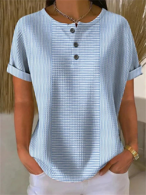 Reva Striped Linen Blouse Blue 1