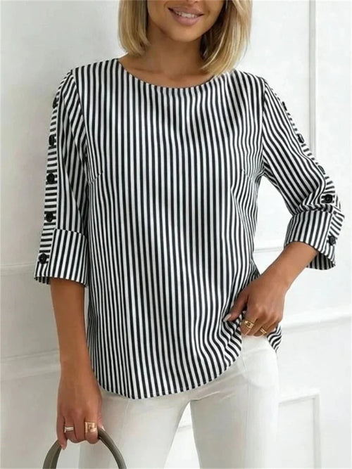 Solene Striped Blouse Black 1