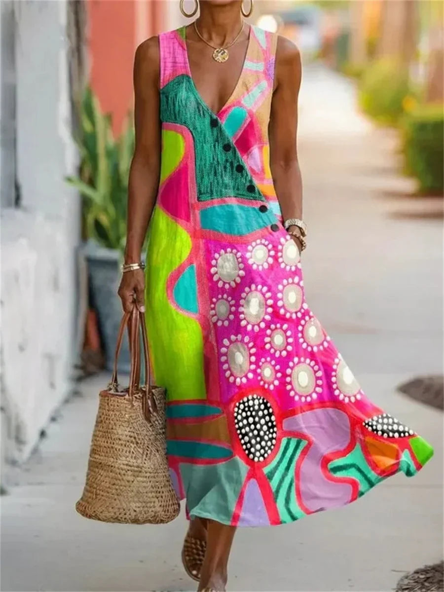 Margot V-Neck Sleeveless Dress Multi 1