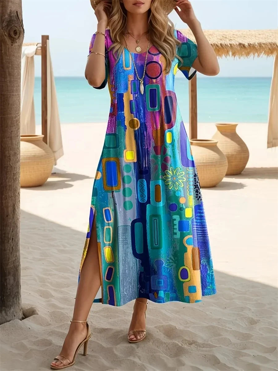 Margot Abstract Print A-Line Dress Multi 1