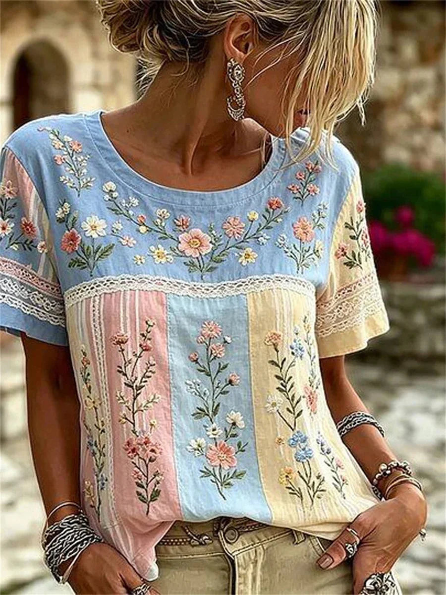 Bella Floral Colour-Block Tee Dress Shirt 1