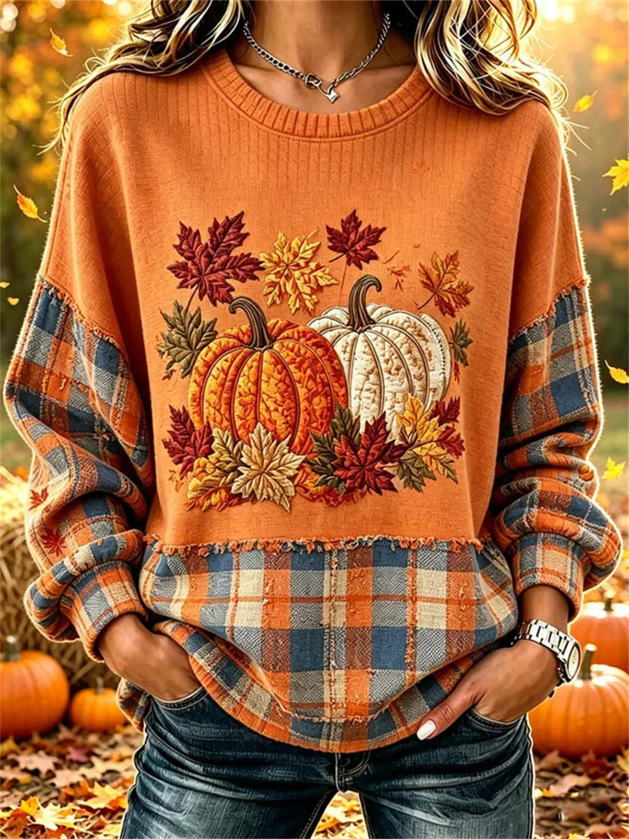 Margot Plaid Sweatshirt Orange 1
