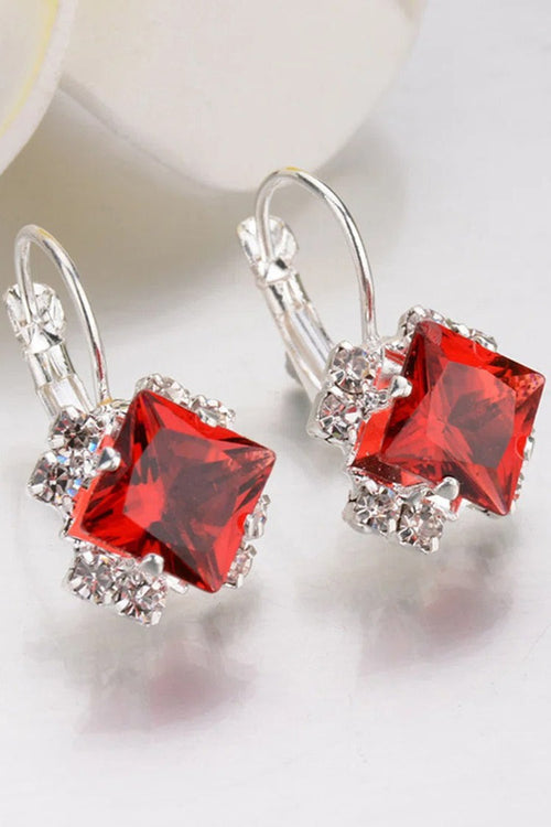 Luminous Rhinestone Drop Earrings Red 1