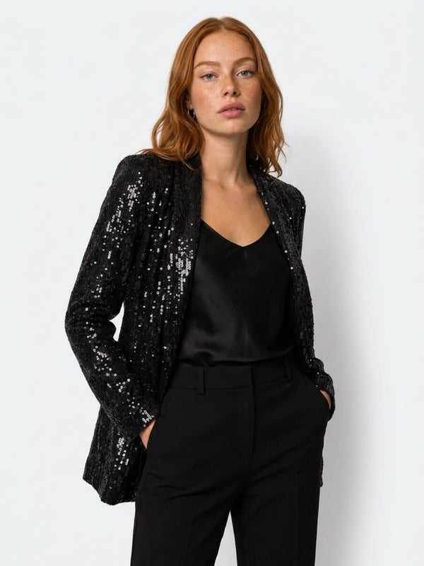 Sequin Boyfriend Blazer in Black