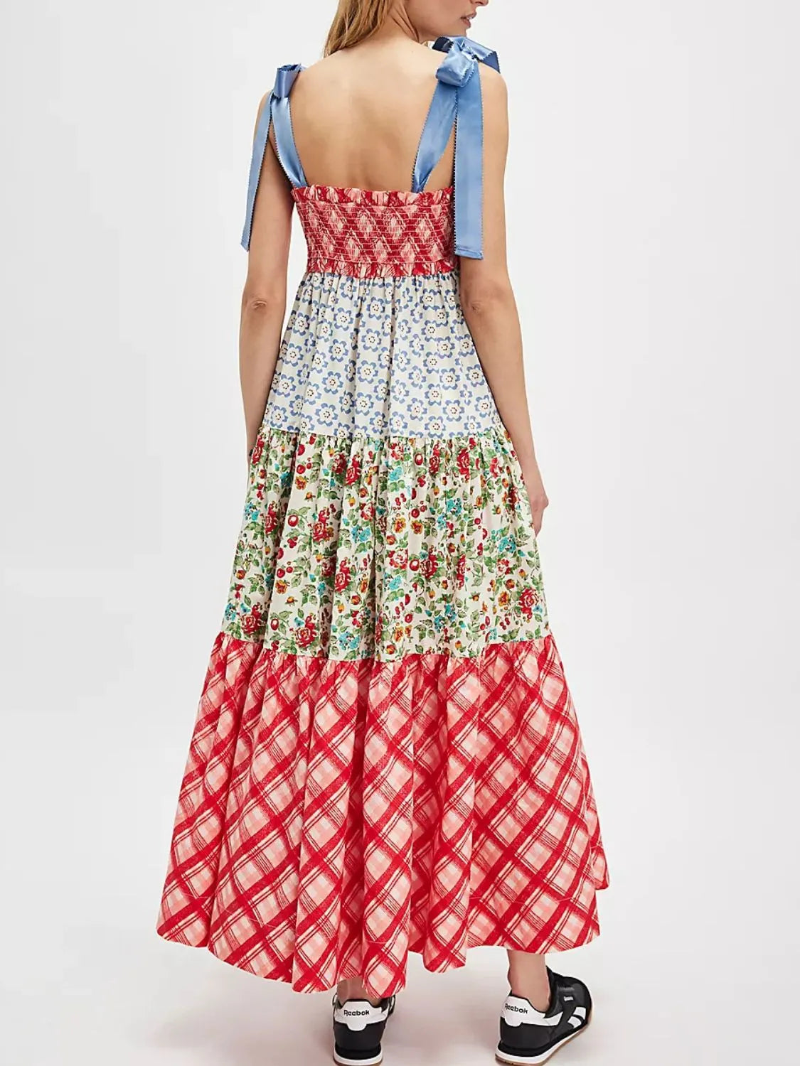 Margot Printed Tiered Dress Neck Tie Shoulder Cami Dress 3