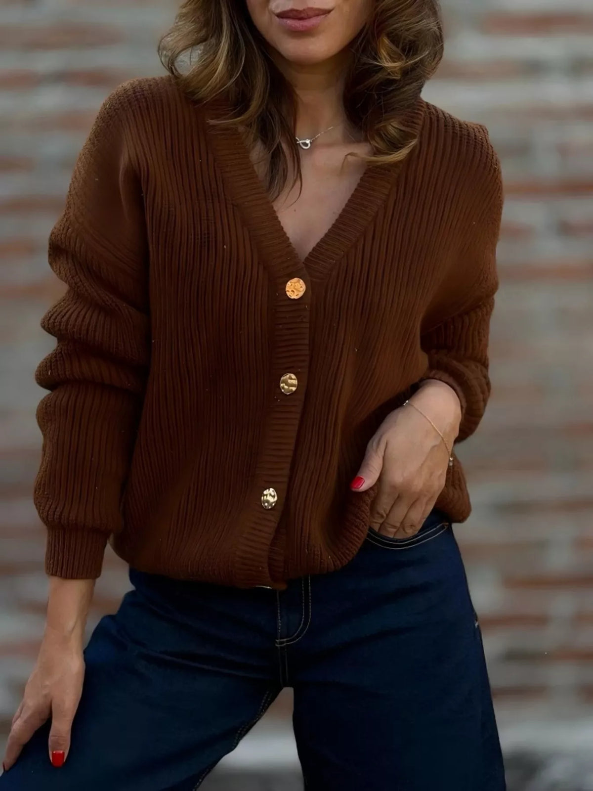 Margot Cardigan in Charcoal Knit Black 4
