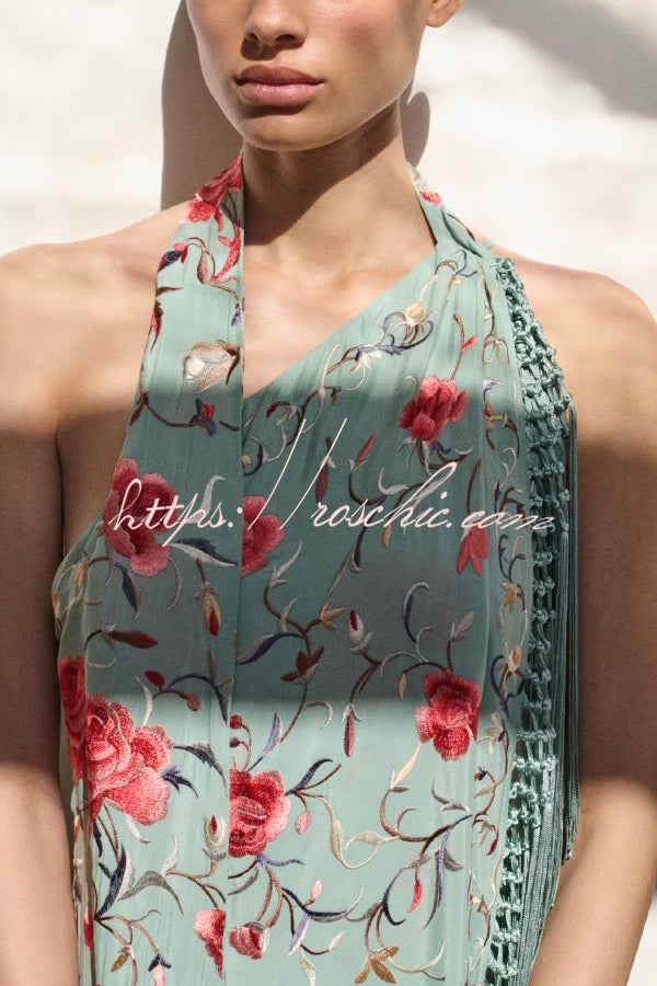 Ophelia Floral Halter Maxi Dress Multicolor 7