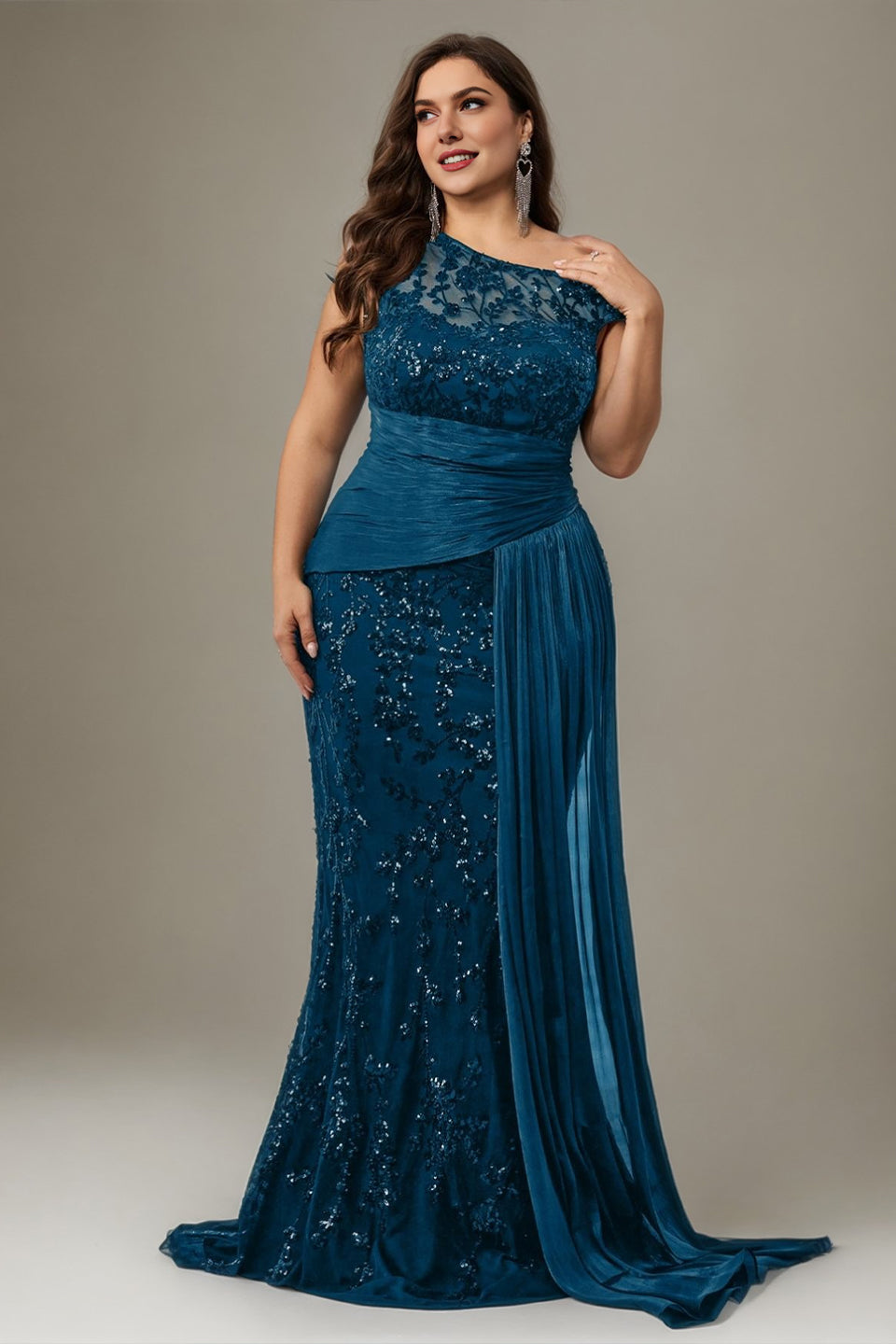 Margot Sequin One-Shoulder Dress in Navyblue Navyblue 9