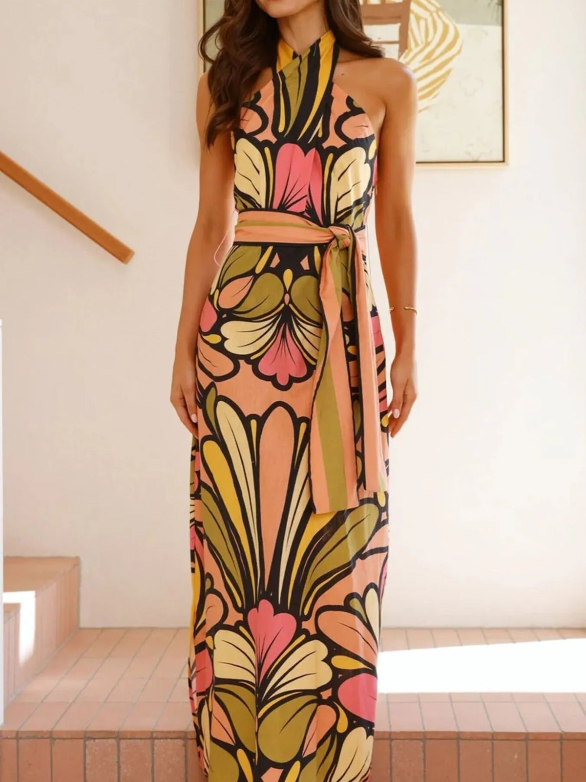 Margot Printed Halter Maxi Dress Multicolor 3