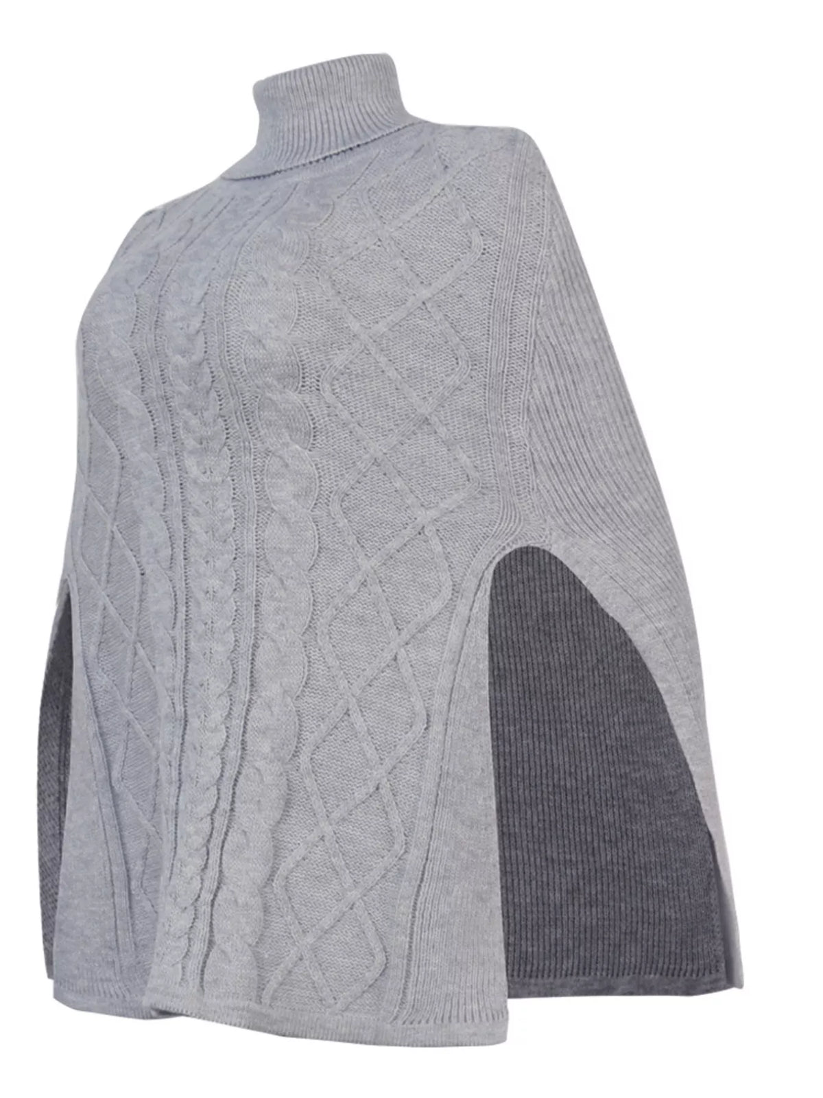 Margot Turtleneck Sweater Poncho Grey 6