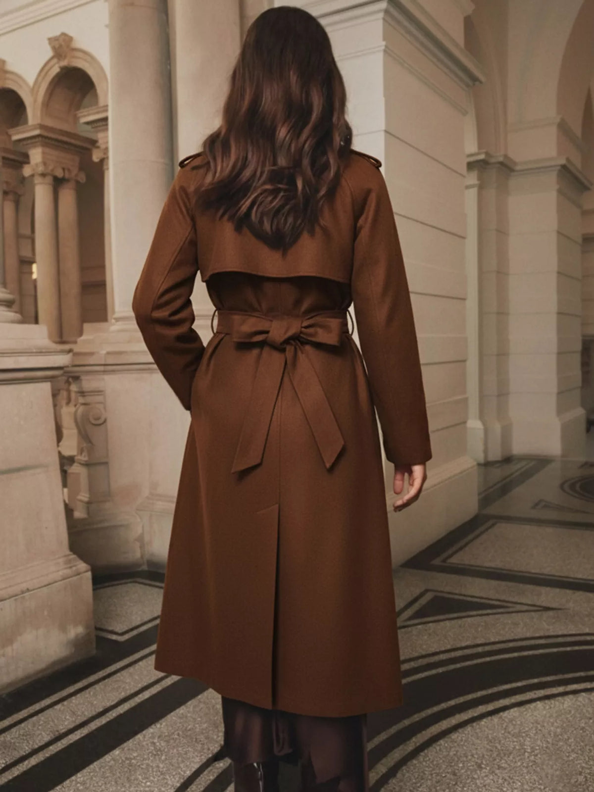 Margot Wool Blend Belted Coat Brown 5