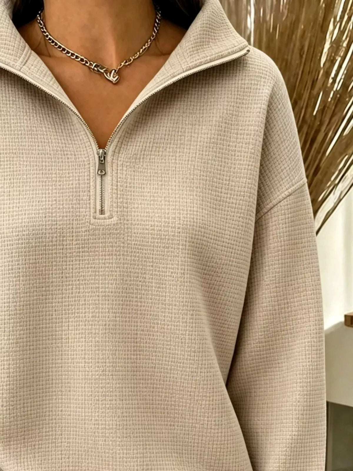 Margot Waffle Knit Sweatshirt White 4