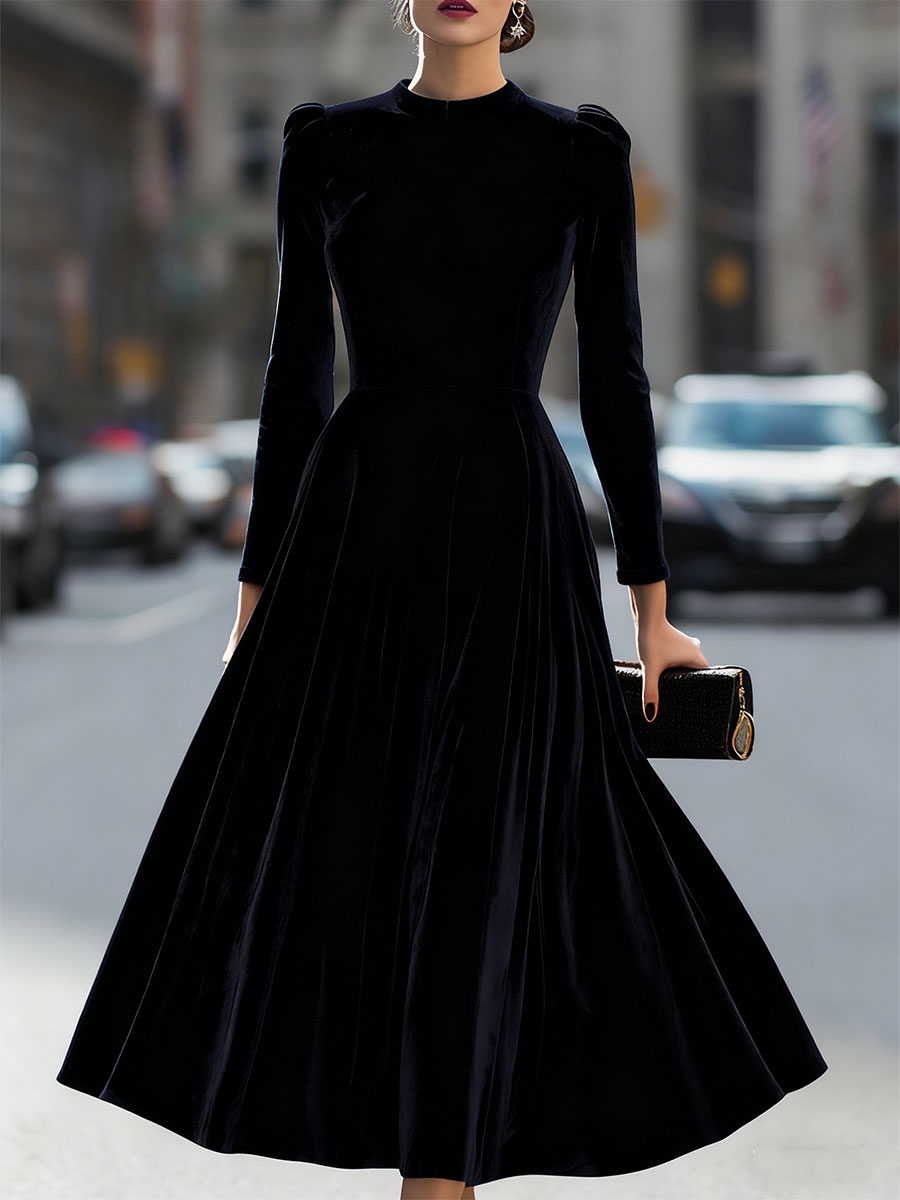 Margot Velvet Midi Dress Black 7