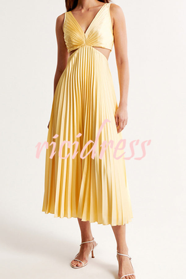 Ambrose Pleated Cutout Midi Dress Black 9