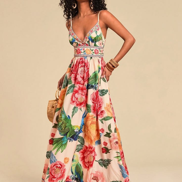 Vivienne Floral Maxi Dress White 1
