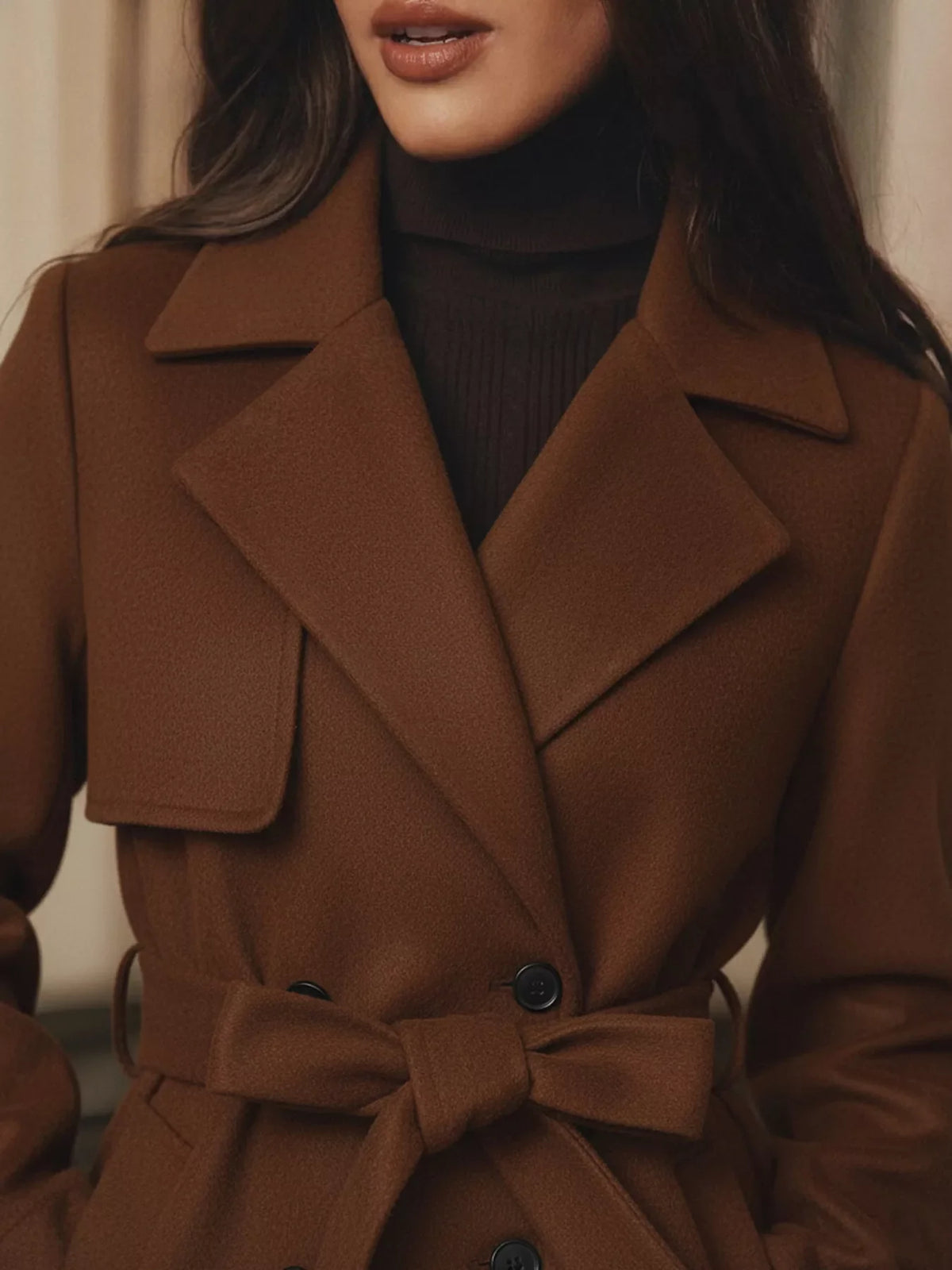 Margot Wool Blend Belted Coat Brown 3