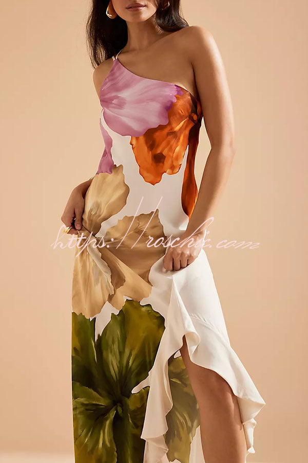 Margot Floral One-Shoulder Maxi Dress White 10
