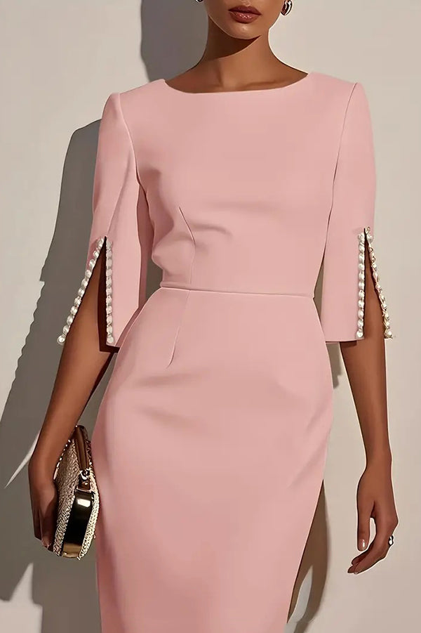 Arabella Beaded Midi Dress Pink 5