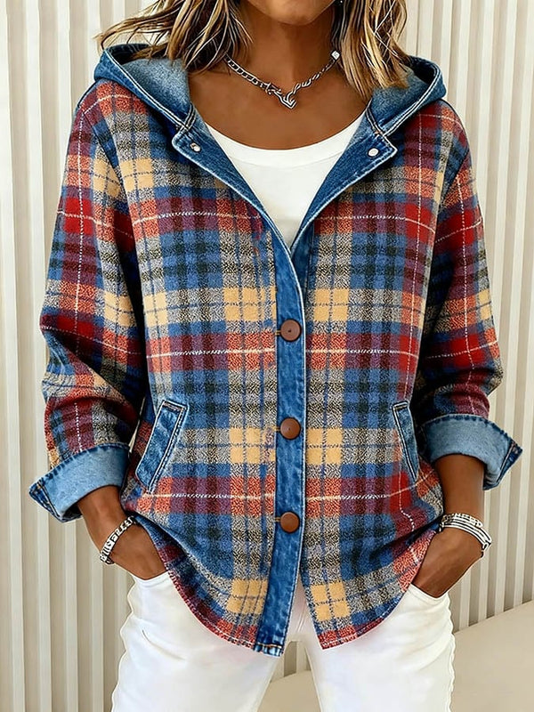Briella Contrast Check Denim Jacket