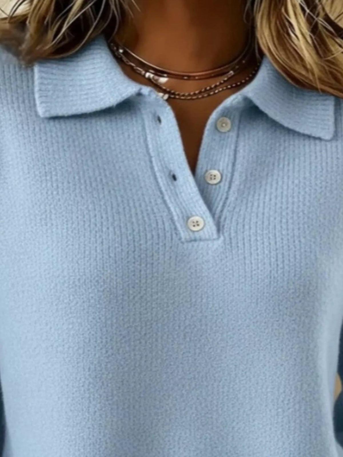 Margot Button-Detail Drop Shoulder Sweater Gray 5