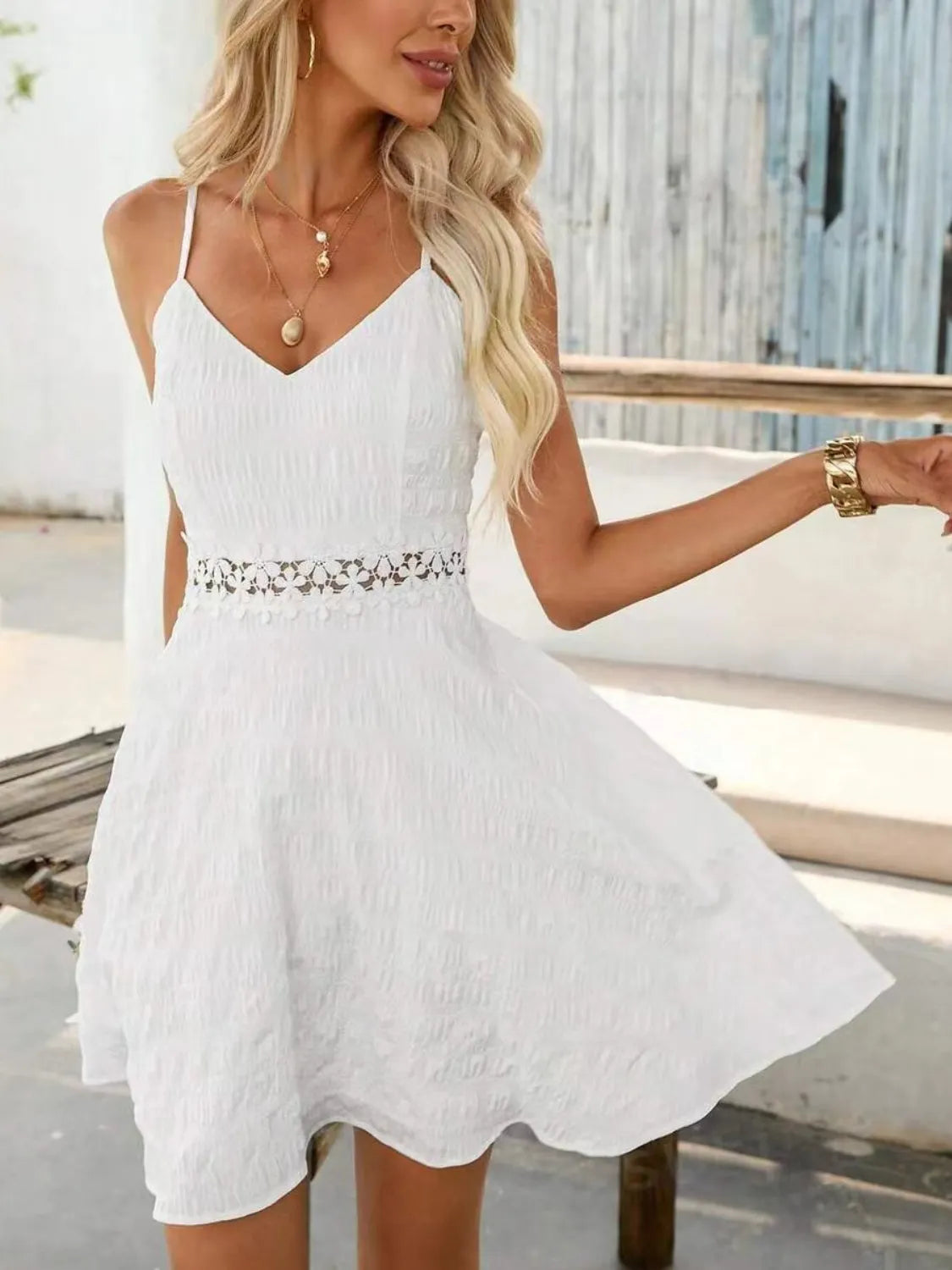 Lisette Lace Cami Mini Dress White 3
