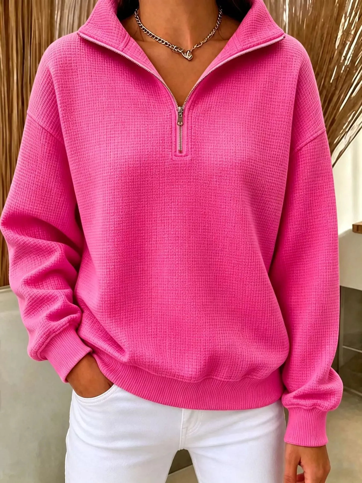 Margot Waffle Knit Sweatshirt Red 8