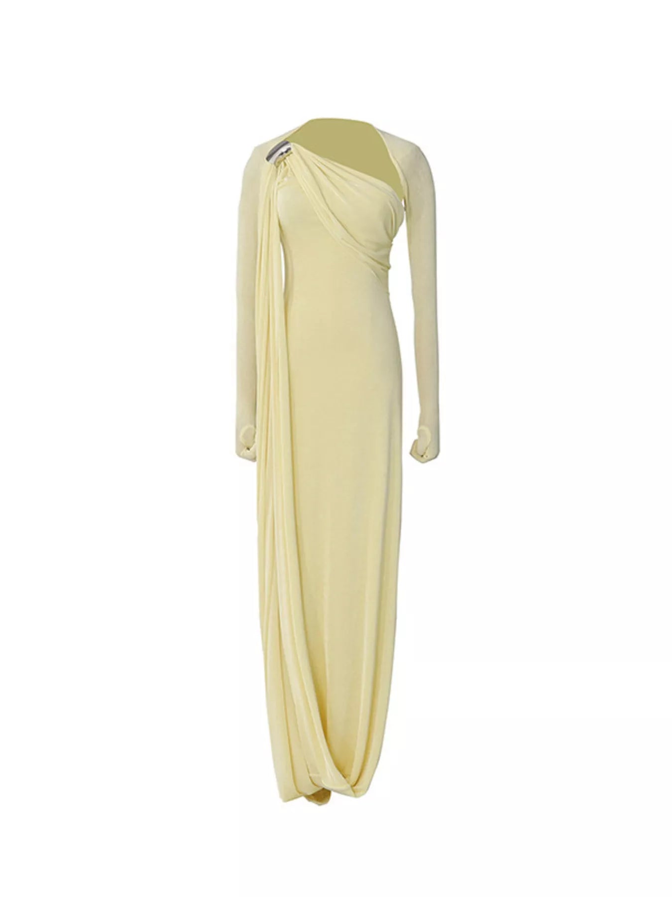 Isabelle One-Shoulder Draped Maxi Dress Brown 4