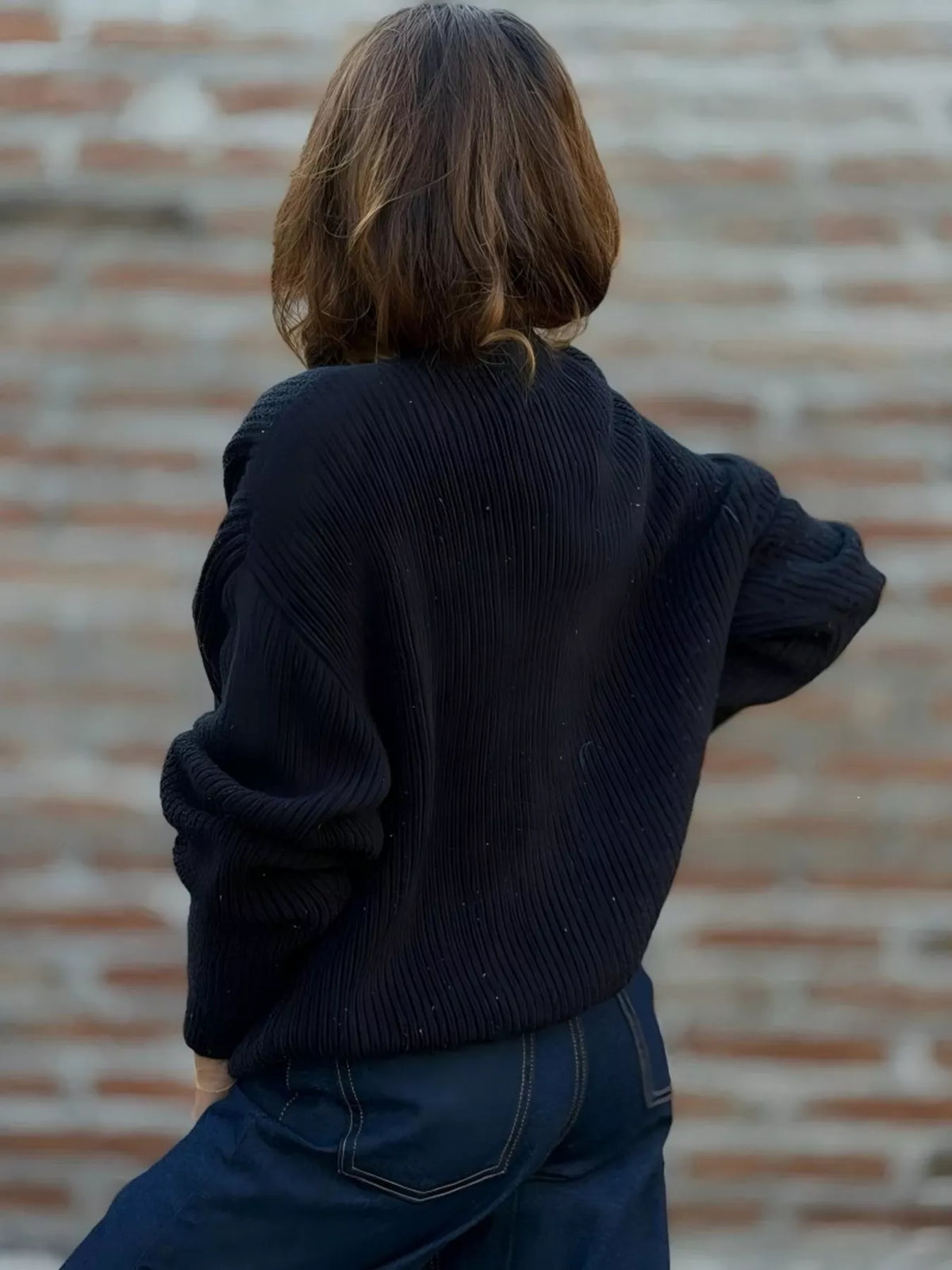 Margot Cardigan in Charcoal Knit Dark Gray 9