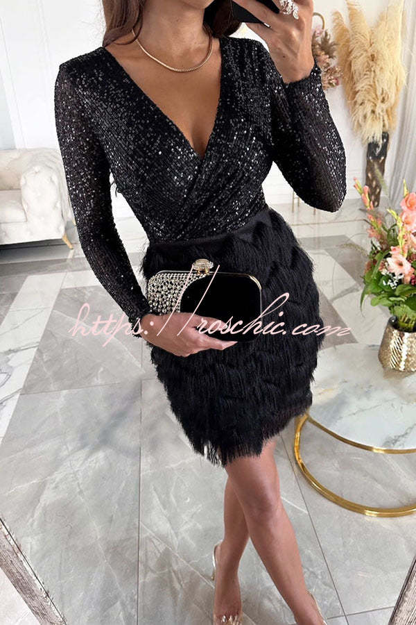 Valentina Sequin Mini Dress in Gold Pink 2