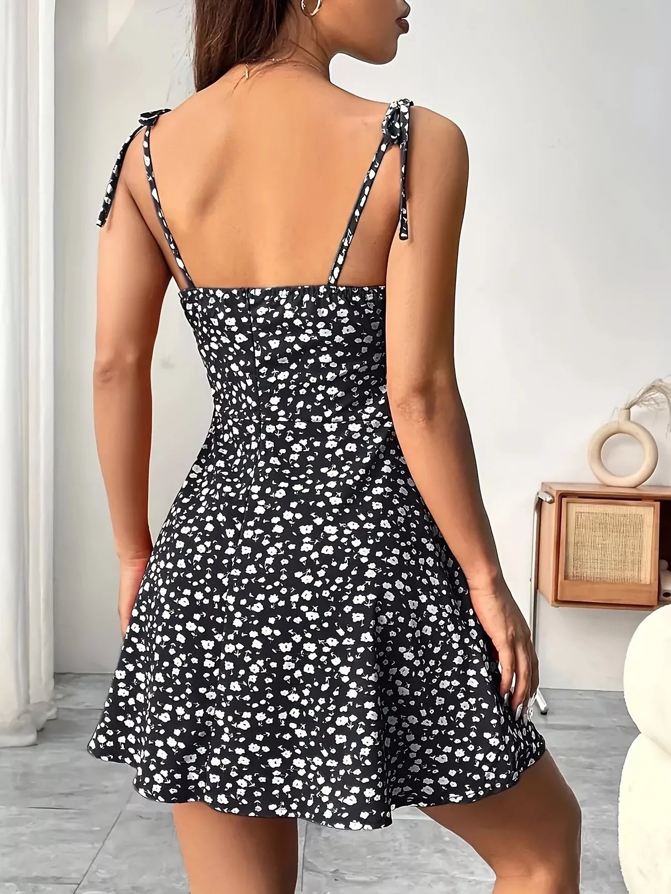Margot Floral Tie-Strap Mini Dress Light Yellow 3