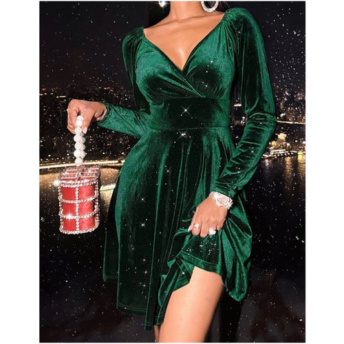 Naia Velvet Surplice Maxi Dress Emerald 1