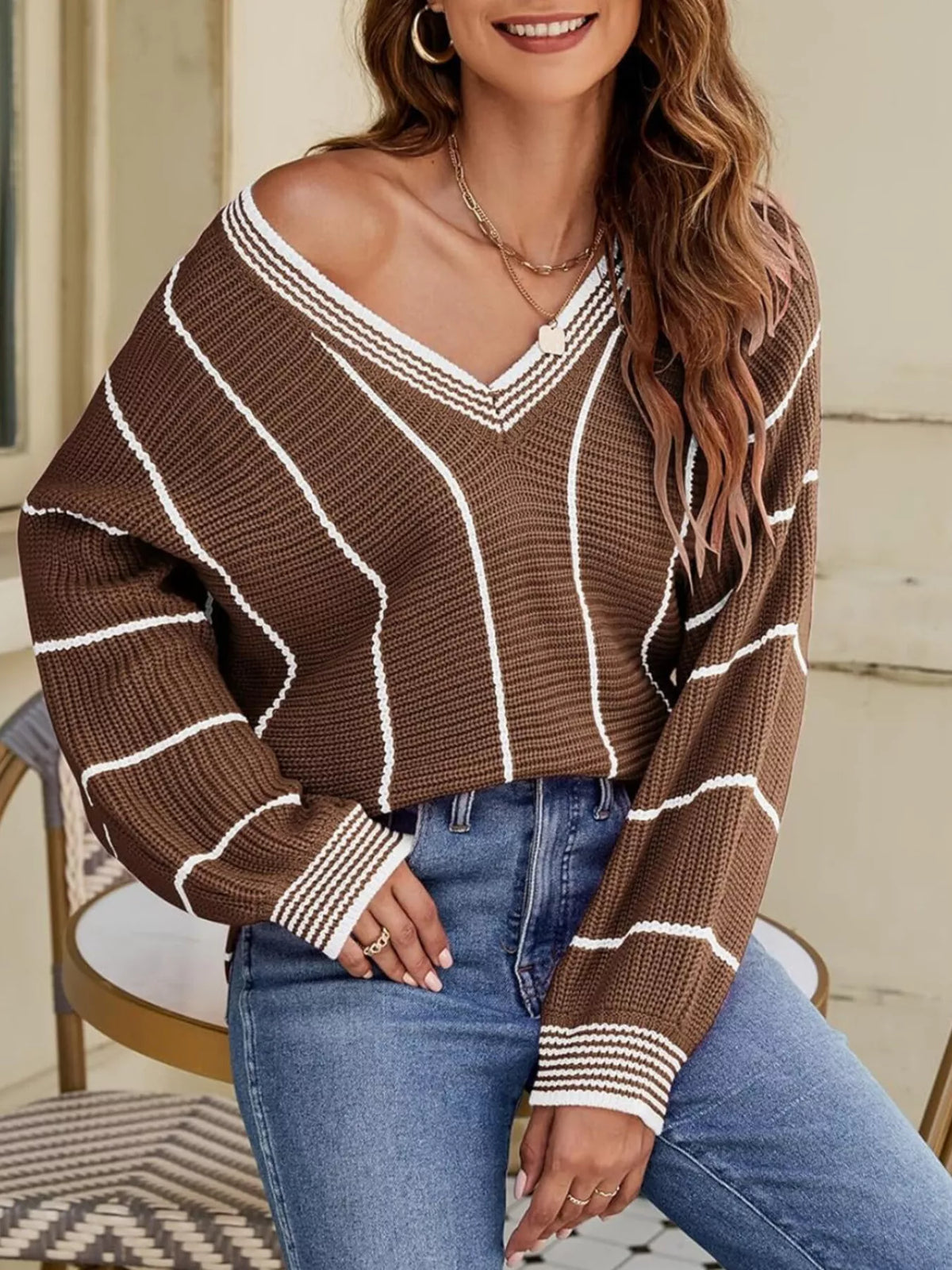 Margot Striped Contrast Sweater Black 2