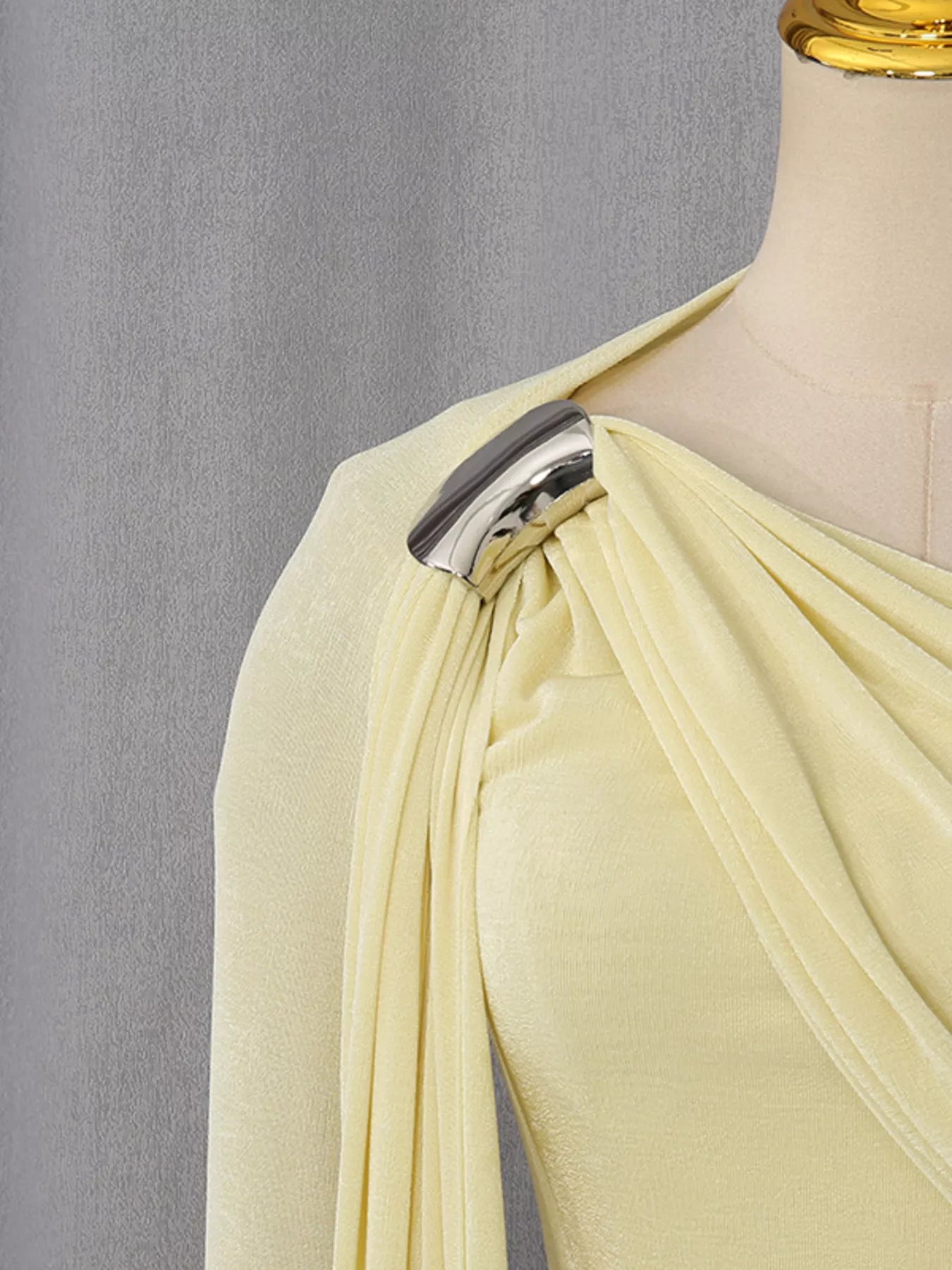 Isabelle One-Shoulder Draped Maxi Dress Brown 8