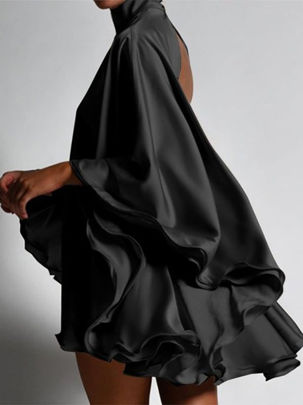 Valentina High-Neck Backless Mini Dress BLACK 3