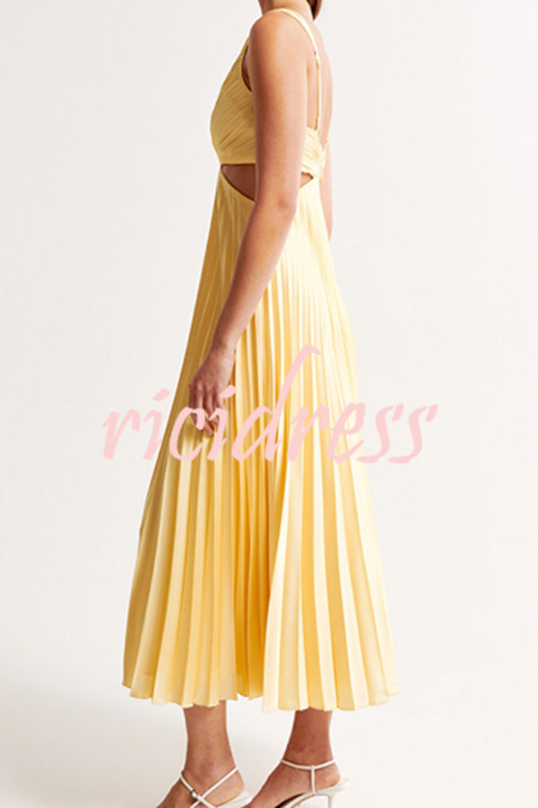 Ambrose Pleated Cutout Midi Dress Orange 10