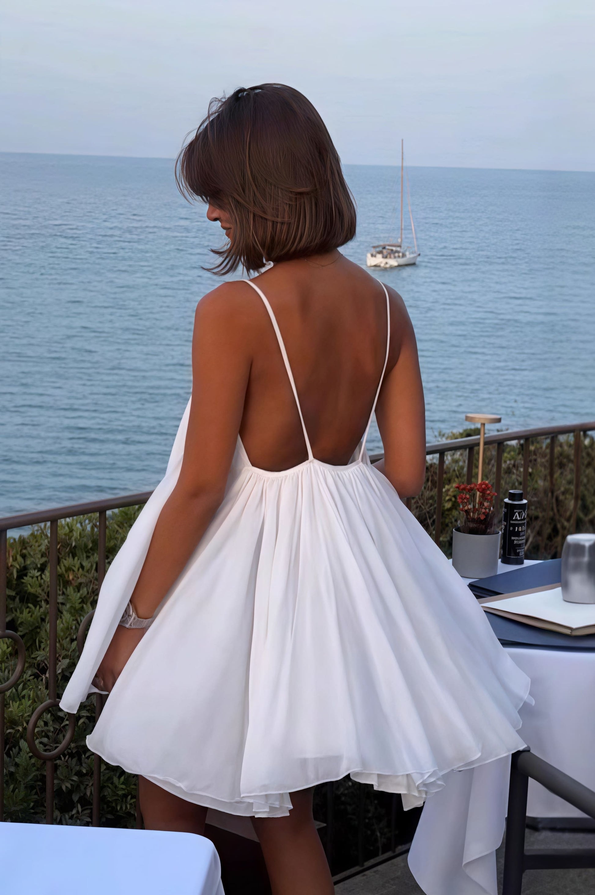Margot Pleated Cami Mini Dress White 2