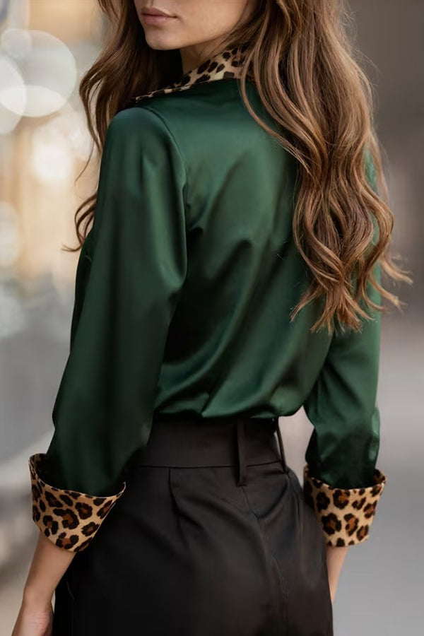 Margot Satin Leopard Shirt Ash 6