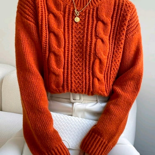 Margot Cable Knit Sweater Orange 1