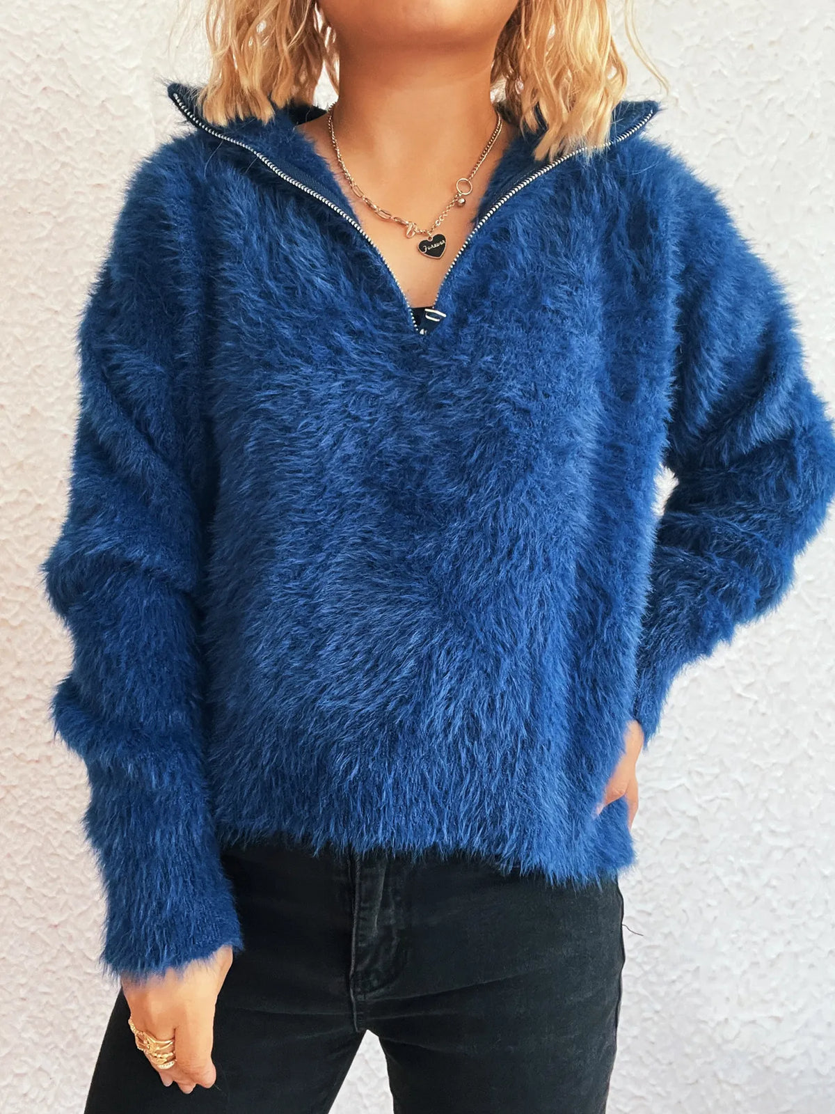 Sabine Half-Zip Knit Sweater Blue 4