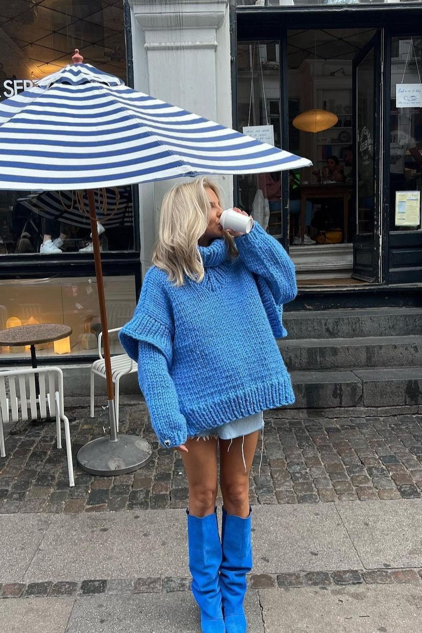 Margot Chunky Knit Turtleneck Blue 5