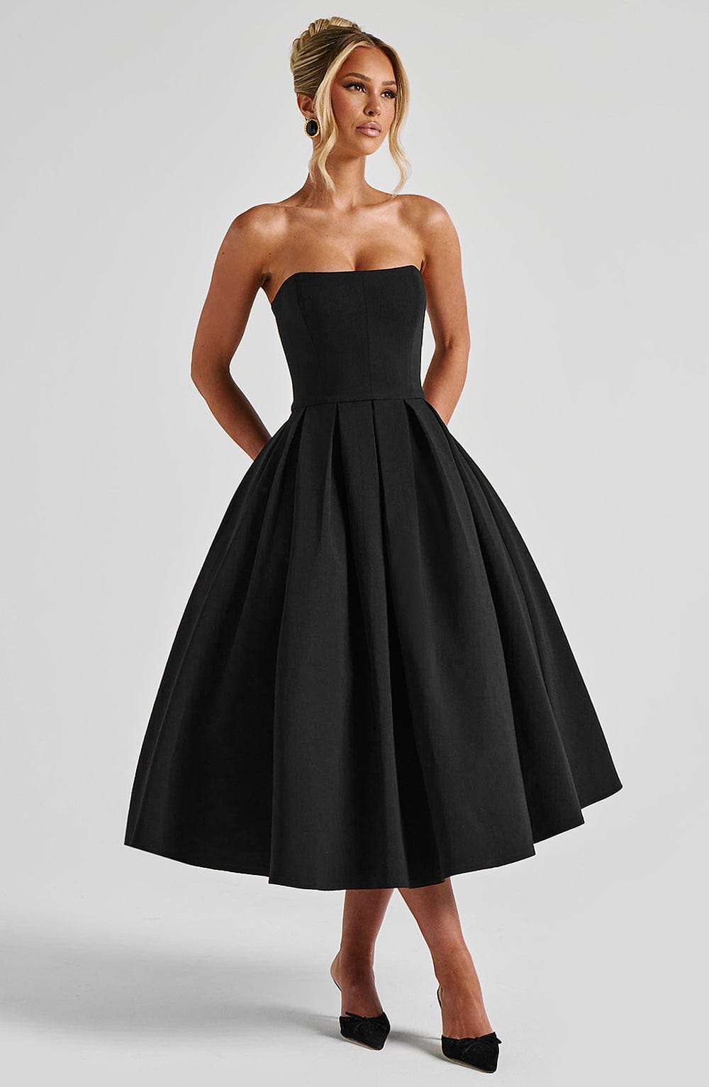 Edith Polka Dot Midi Dress Black 11