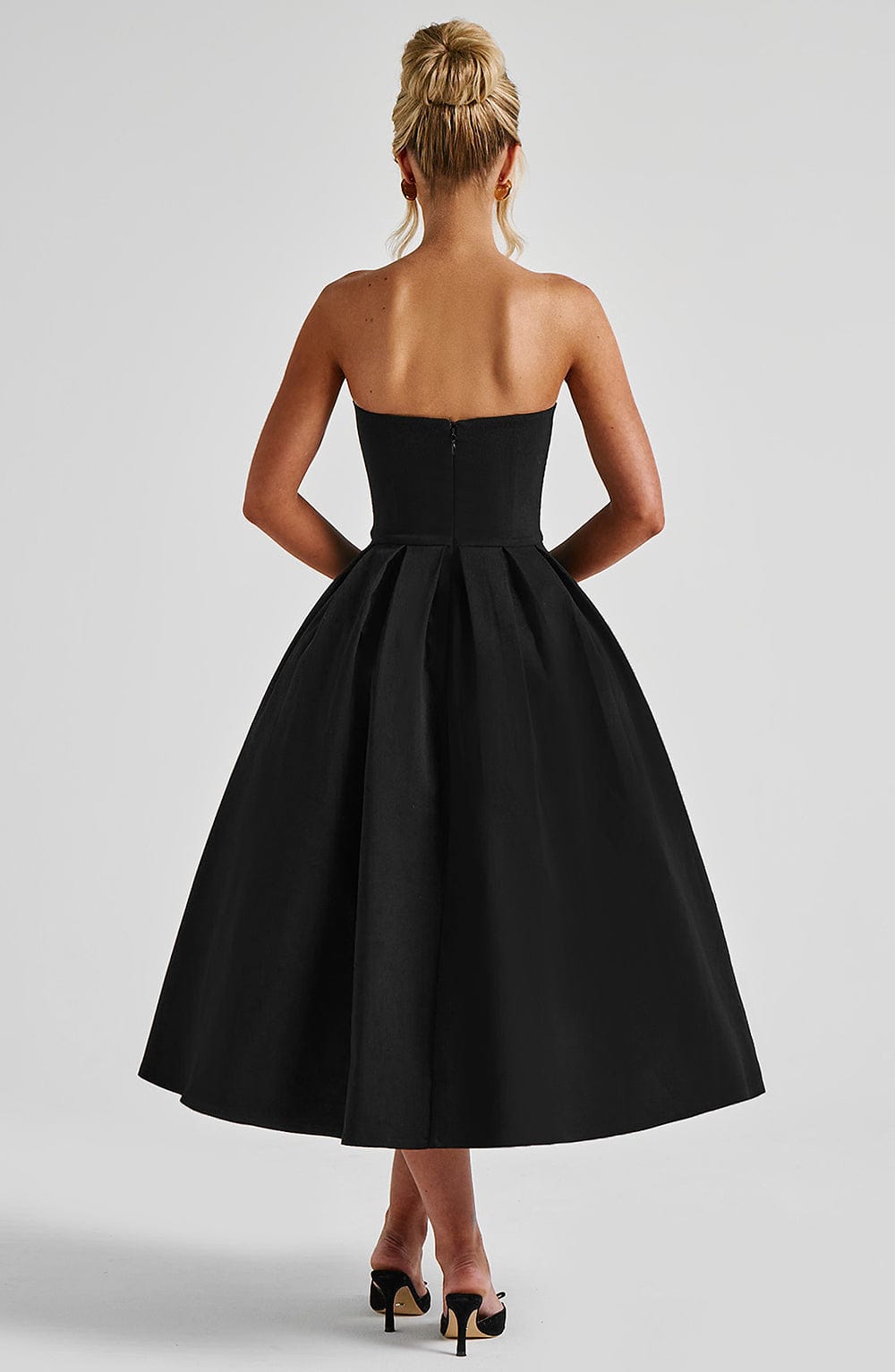 Edith Polka Dot Midi Dress Black 9