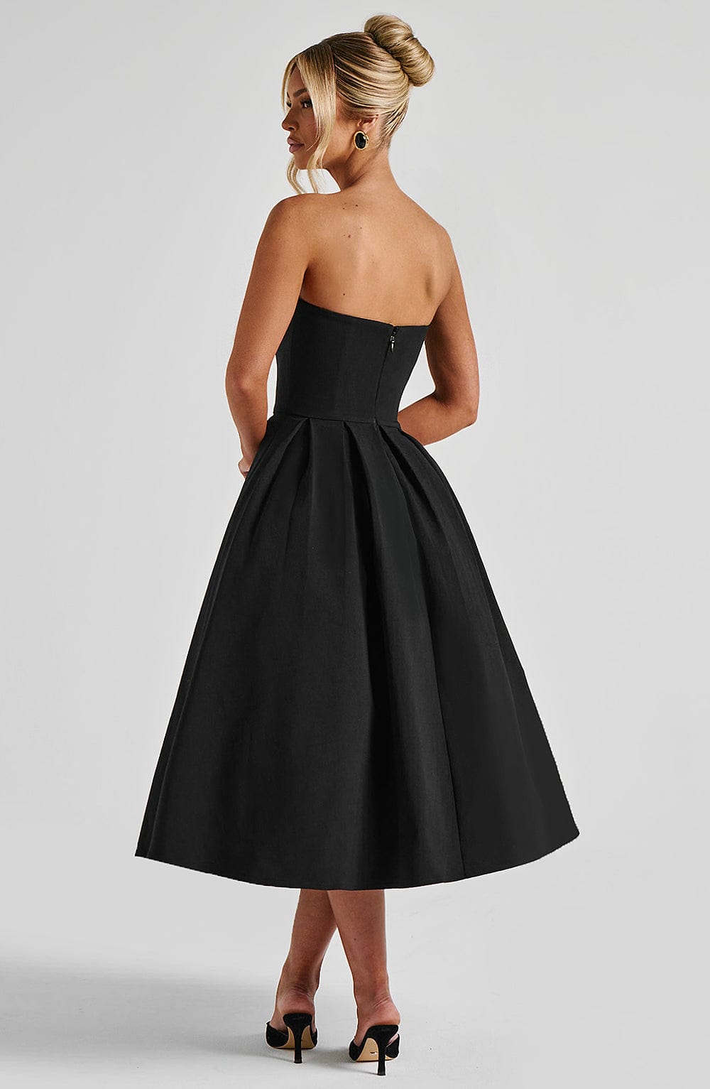 Edith Polka Dot Midi Dress Black 13