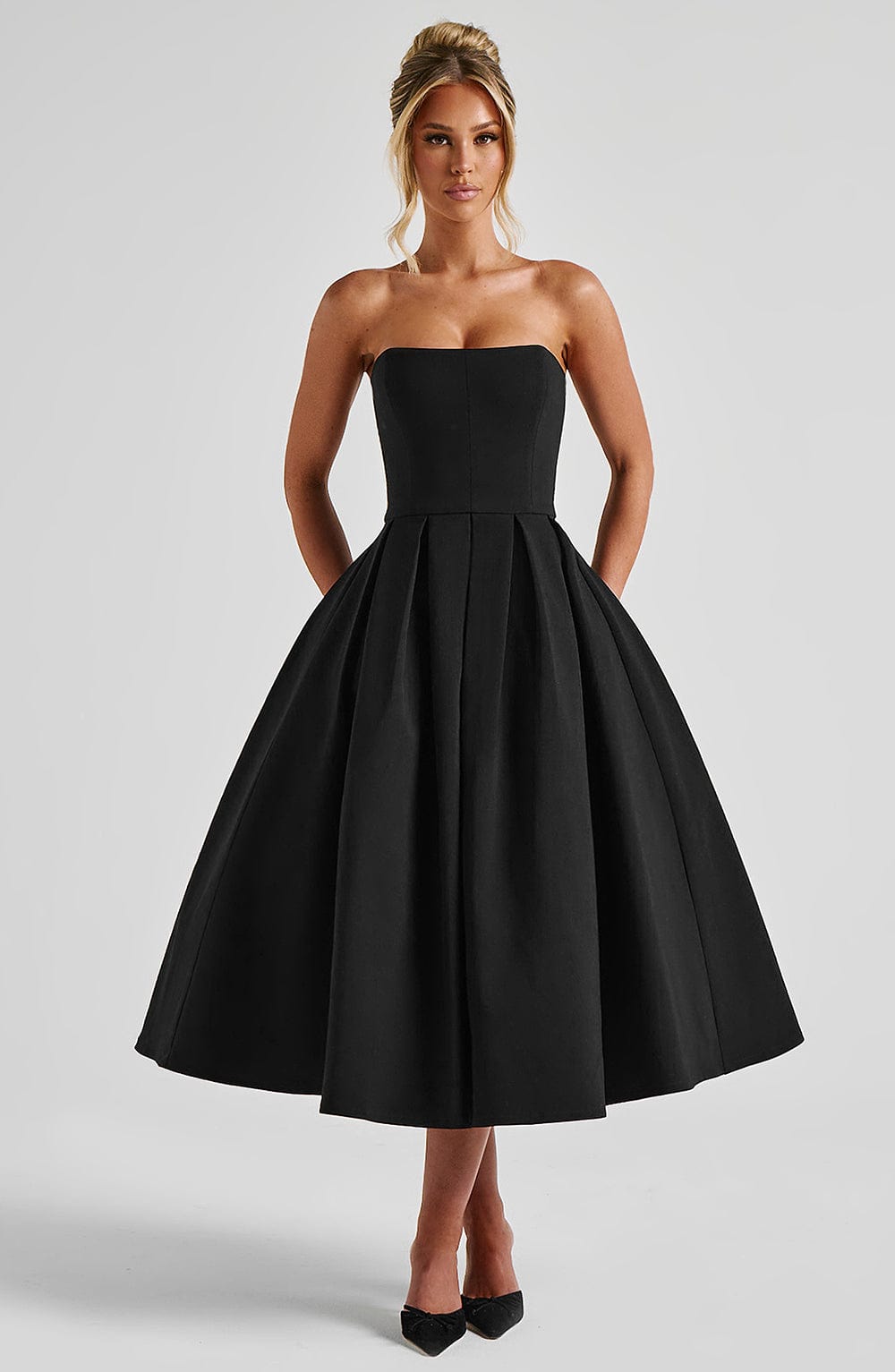 Edith Polka Dot Midi Dress Black 12