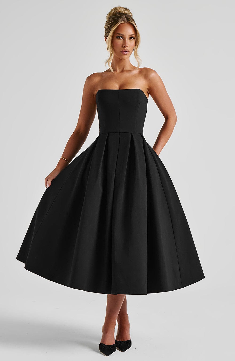 Edith Polka Dot Midi Dress Black 8